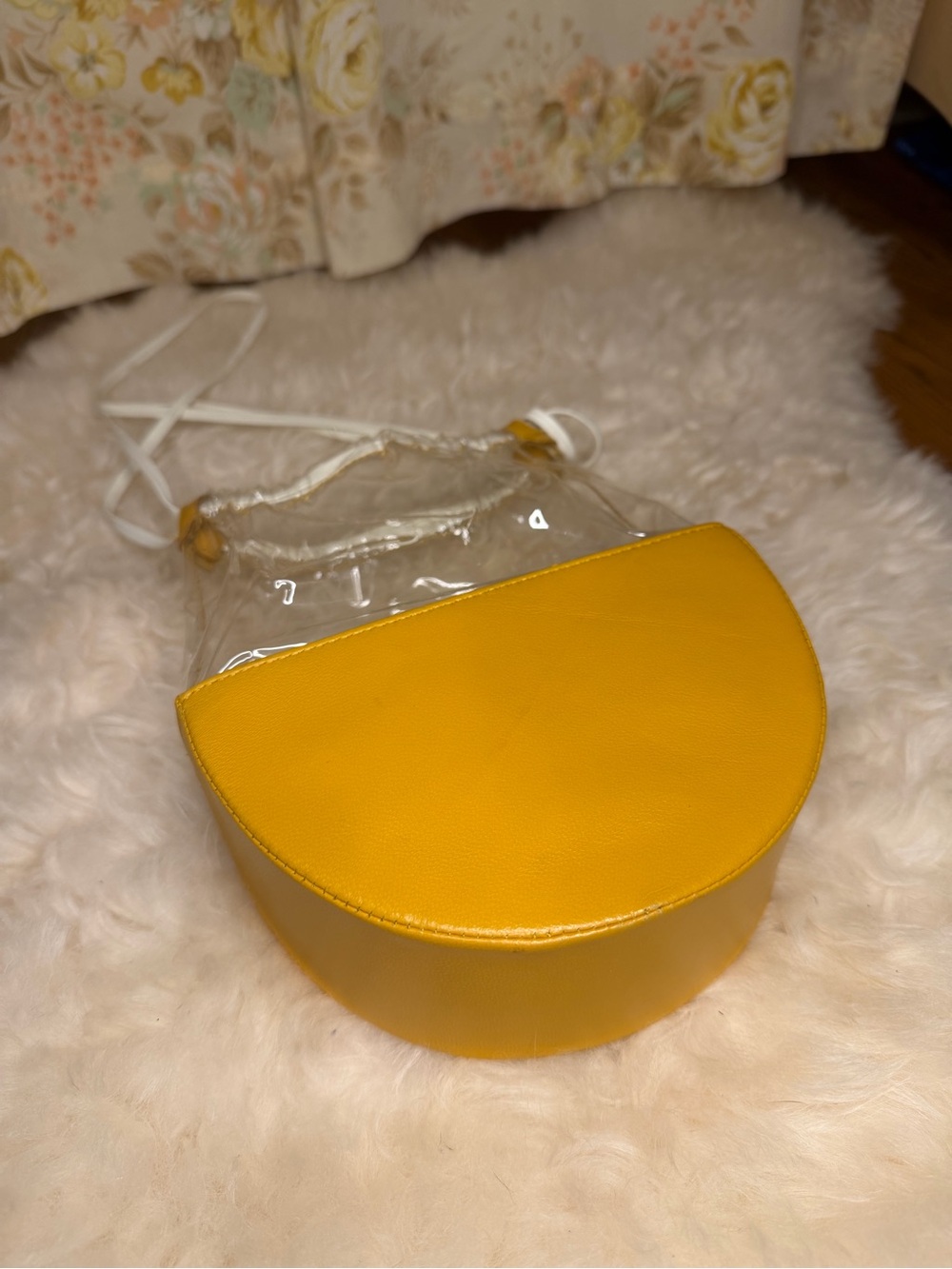 Altaire Genuine Leather Yellow Semi-Circle Clear Accent Crossbody Bag